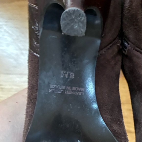 Women’s Genuine Suede Knee High Chocolate Dark Brown Heeled Boots - Picture 7 of 12